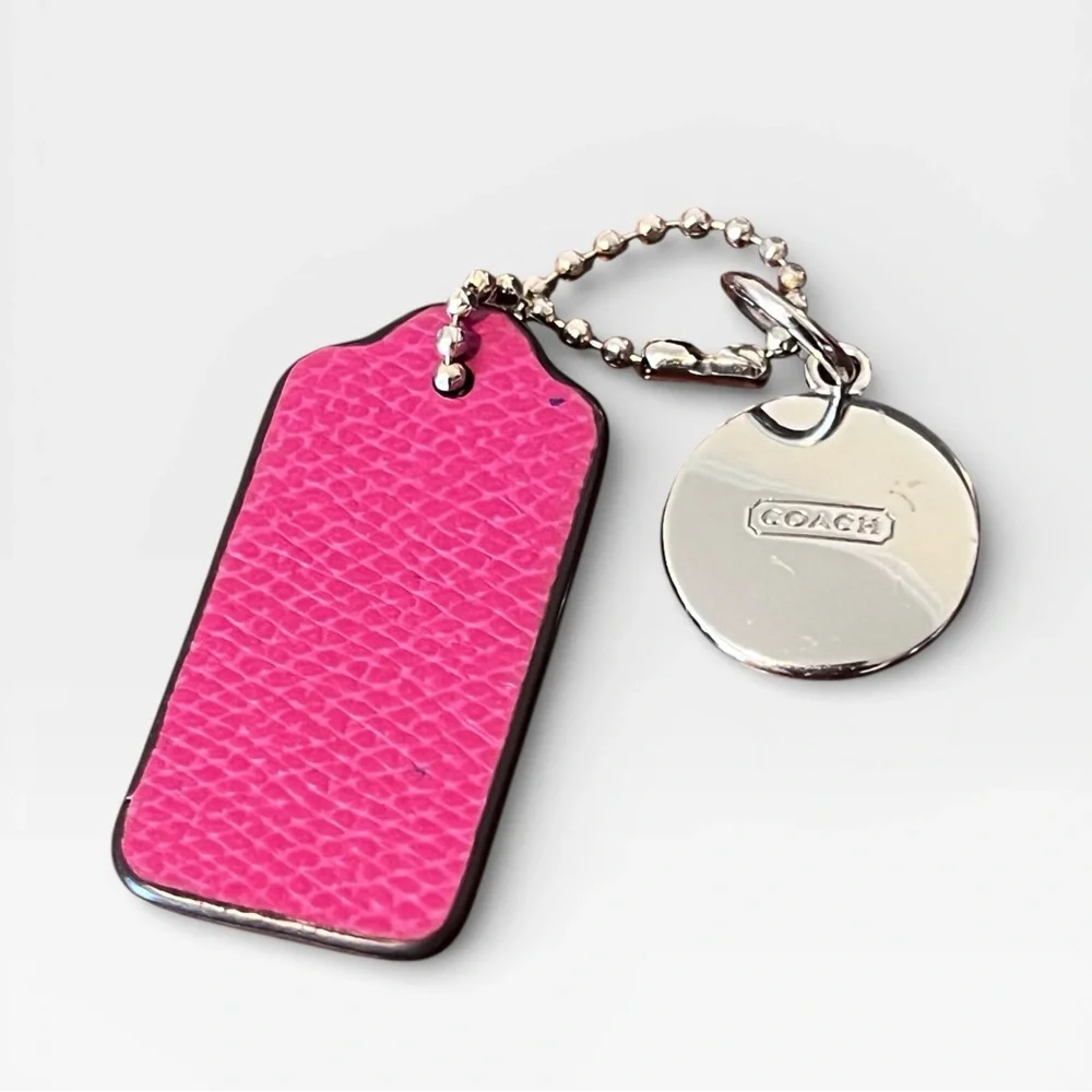 Authentic Coach Bundle Fuchsia Hot Pink and Silver Medallion Handbag Tag